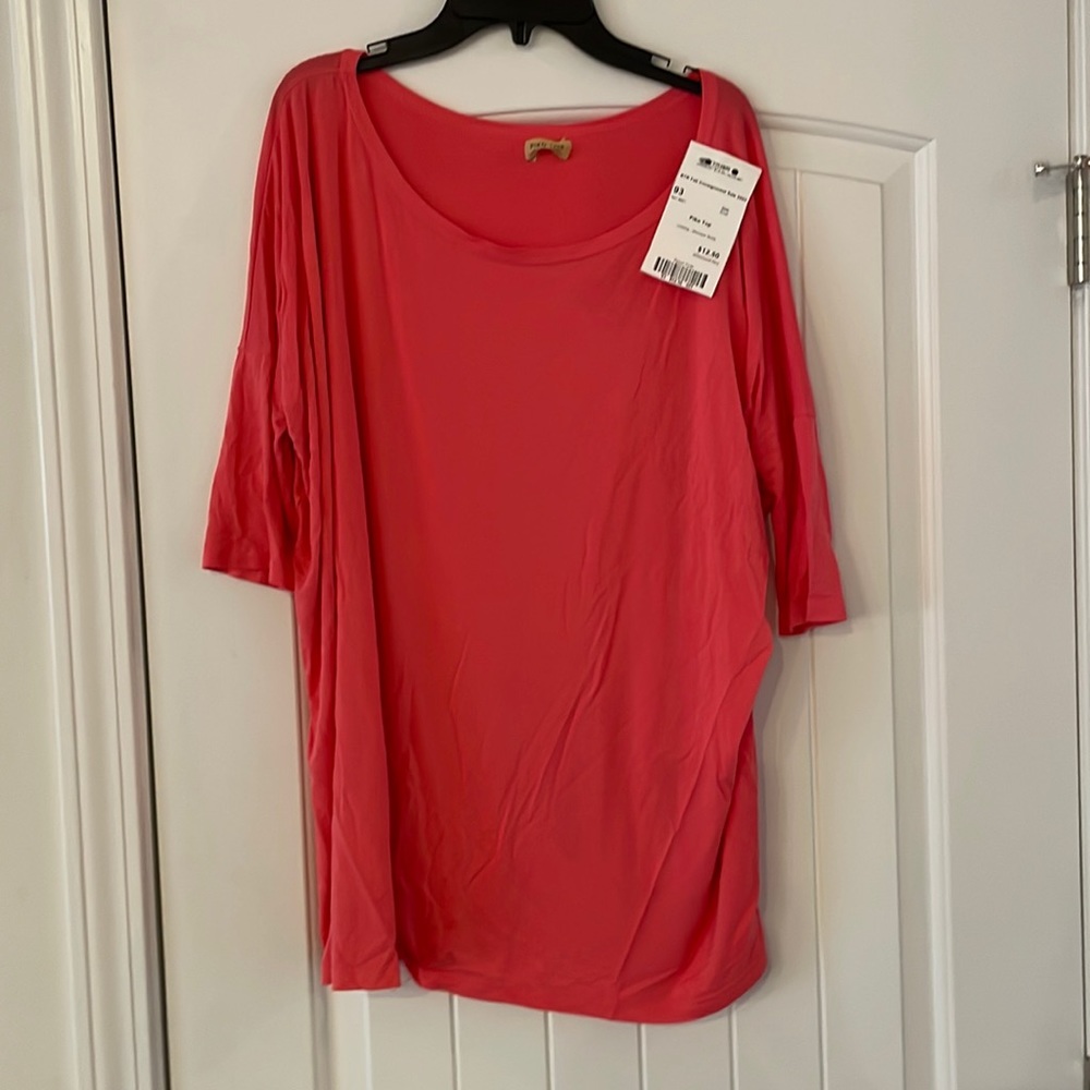 Coral Scoop Neck Piko Top